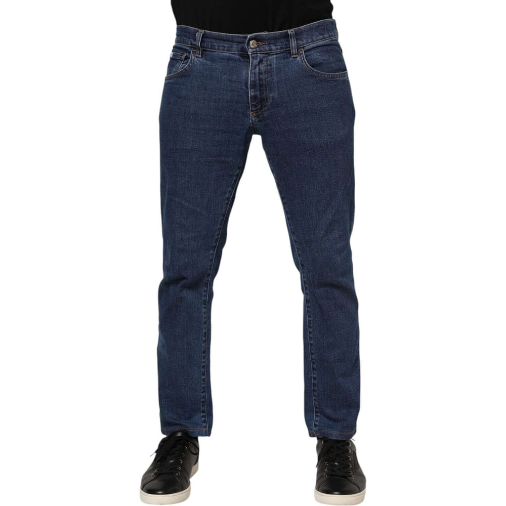 Dolce & Gabbana Blue Cotton Logo Skinny Denim Jeans PAN76357-50