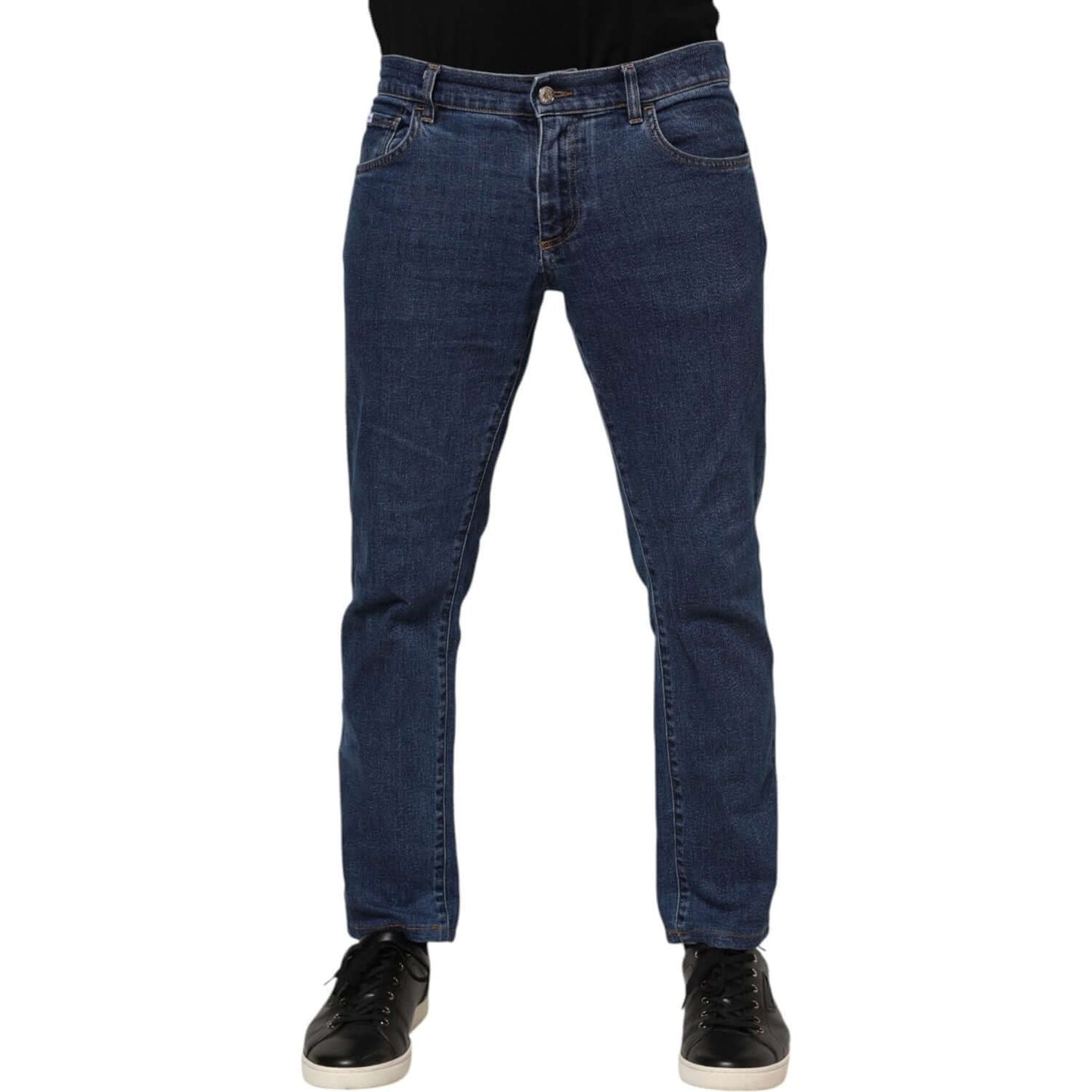 Dolce & Gabbana Blue Cotton Logo Skinny Denim Jeans PAN76357-50
