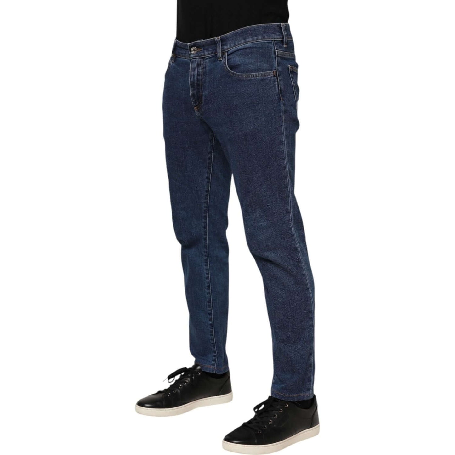 Dolce & Gabbana Blue Cotton Logo Skinny Denim Jeans PAN76357-50