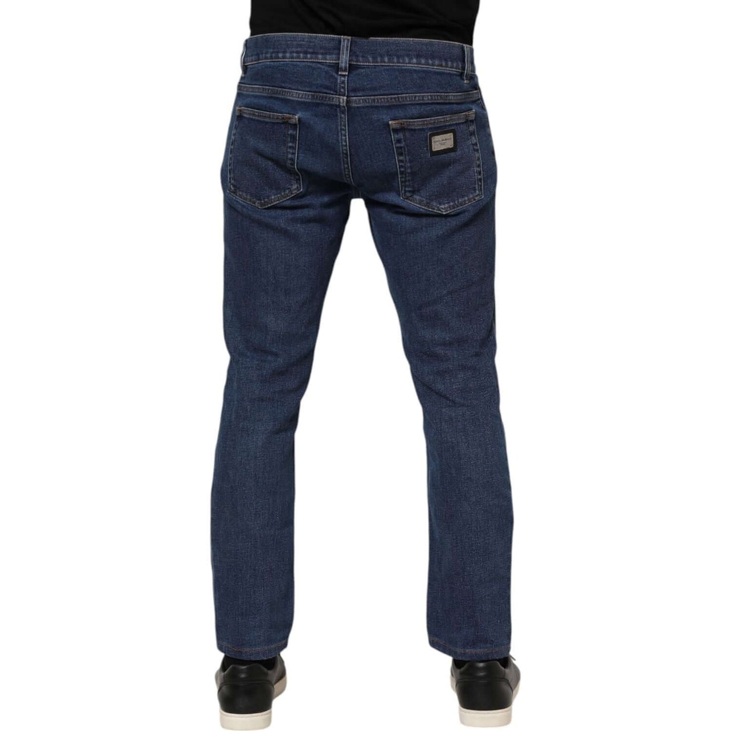 Dolce & Gabbana Blue Cotton Logo Skinny Denim Jeans PAN76357-50