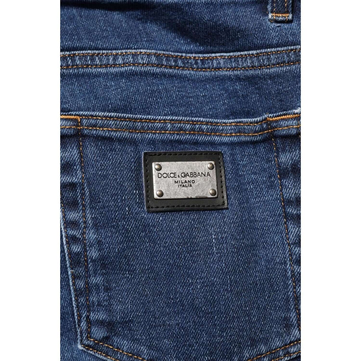 Dolce & Gabbana Blue Cotton Logo Skinny Denim Jeans PAN76357-50