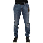 Dolce & Gabbana Blue Logo Embroidery Denim Jeans PAN76400-56