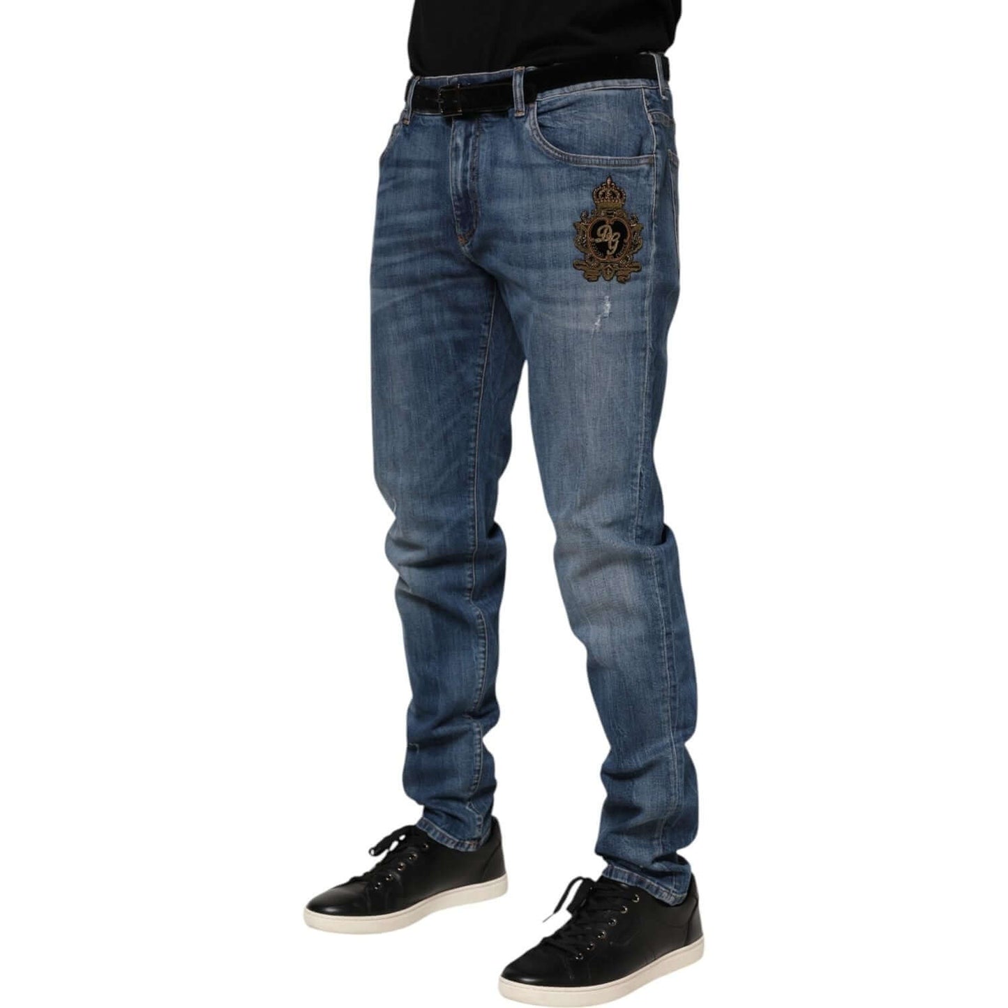 Dolce & Gabbana Blue Logo Embroidery Denim Jeans PAN76400-56