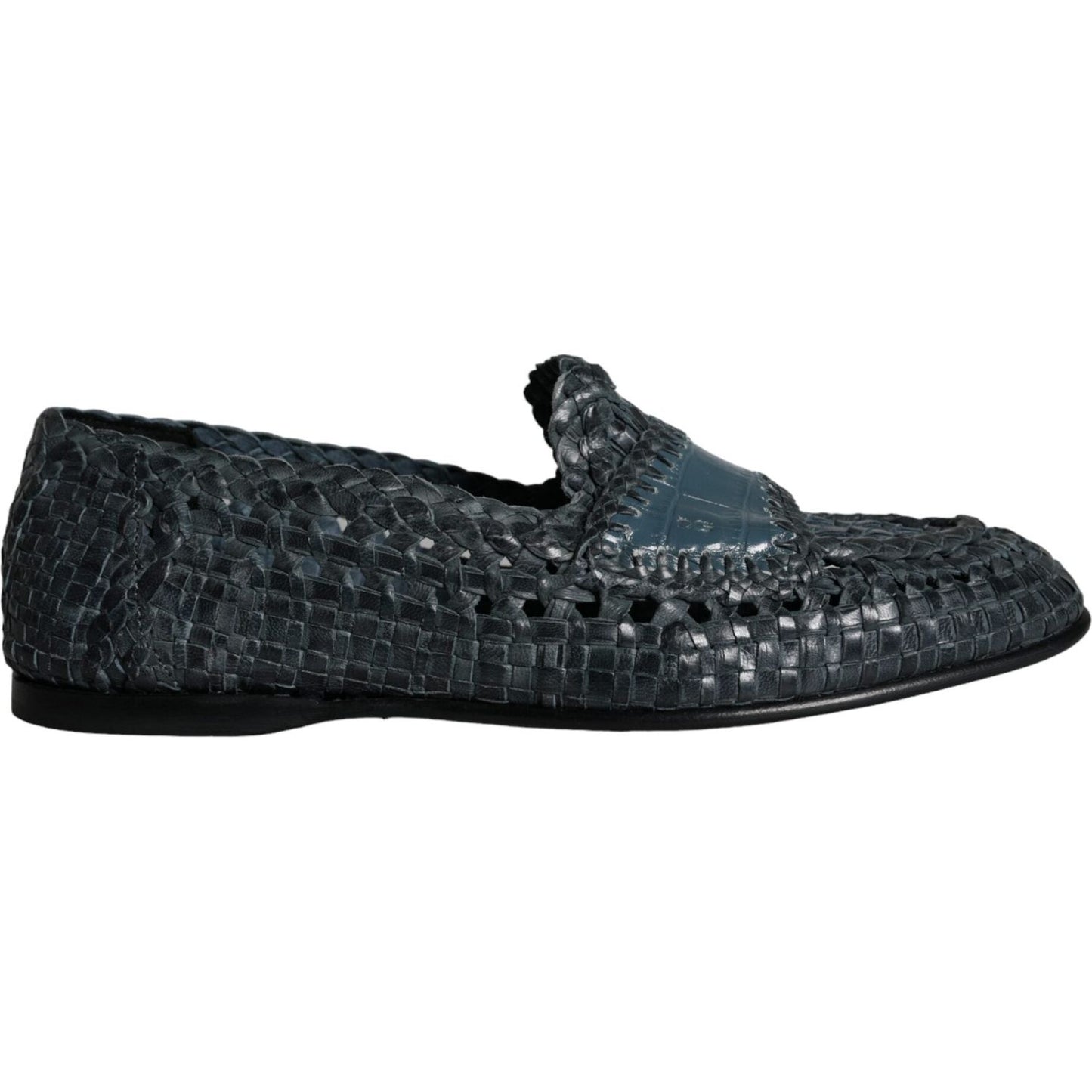 Dolce & Gabbana Blue Woven Leather Slip On Loafers Men Shoes MV5857-40