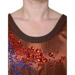 Dolce & Gabbana Brown Crystal Embellished Sleeveless Tank Top TSH86705-46