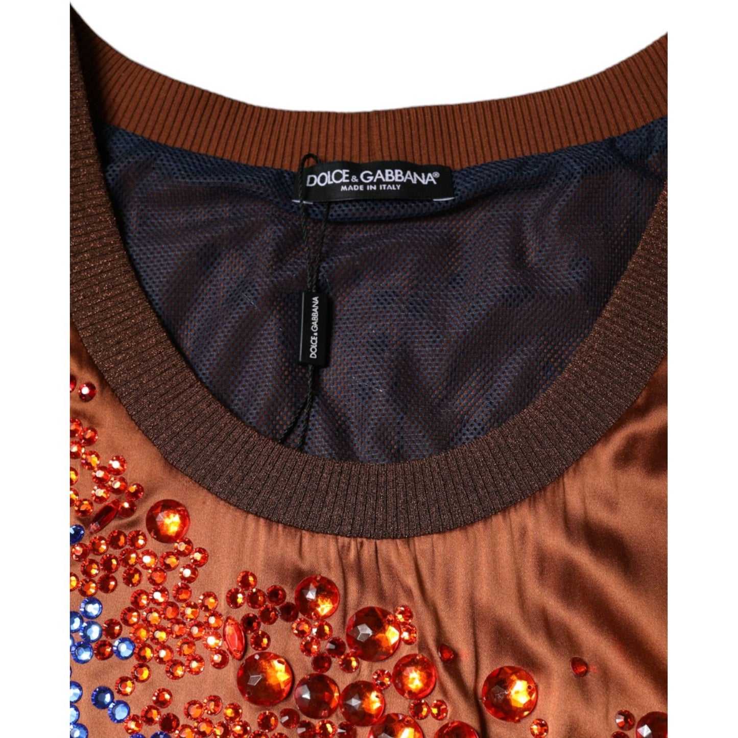 Dolce & Gabbana Brown Crystal Embellished Sleeveless Tank Top TSH86705-46