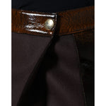 Dolce & Gabbana Brown Virgin Wool Mid Waist A-line Mini Skirt SKI2001-40