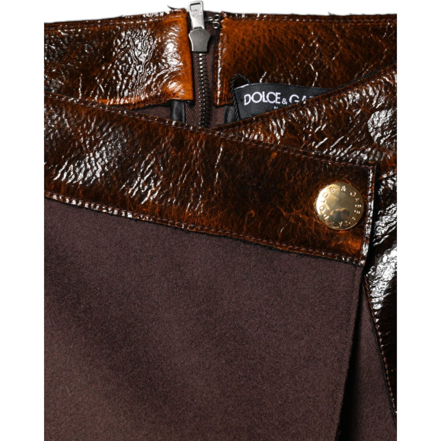 Dolce & Gabbana Brown Virgin Wool Mid Waist A-line Mini Skirt SKI2001-40