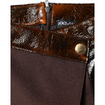 Dolce & Gabbana Brown Virgin Wool Mid Waist A-line Mini Skirt SKI2001-40