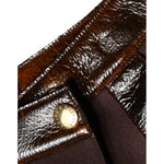 Dolce & Gabbana Brown Virgin Wool Mid Waist A-line Mini Skirt SKI2001-40