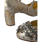 Dolce & Gabbana Gold Jacquard Crystal Mary Janes Pumps Shoes LA10957-35