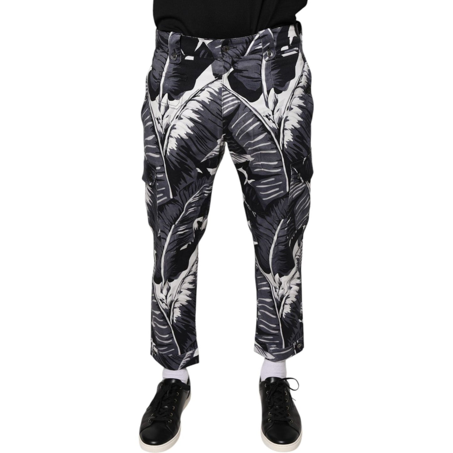 Dolce & Gabbana Gray Banana Leaf Cotton Stretch Capri Pants PAN75563-46