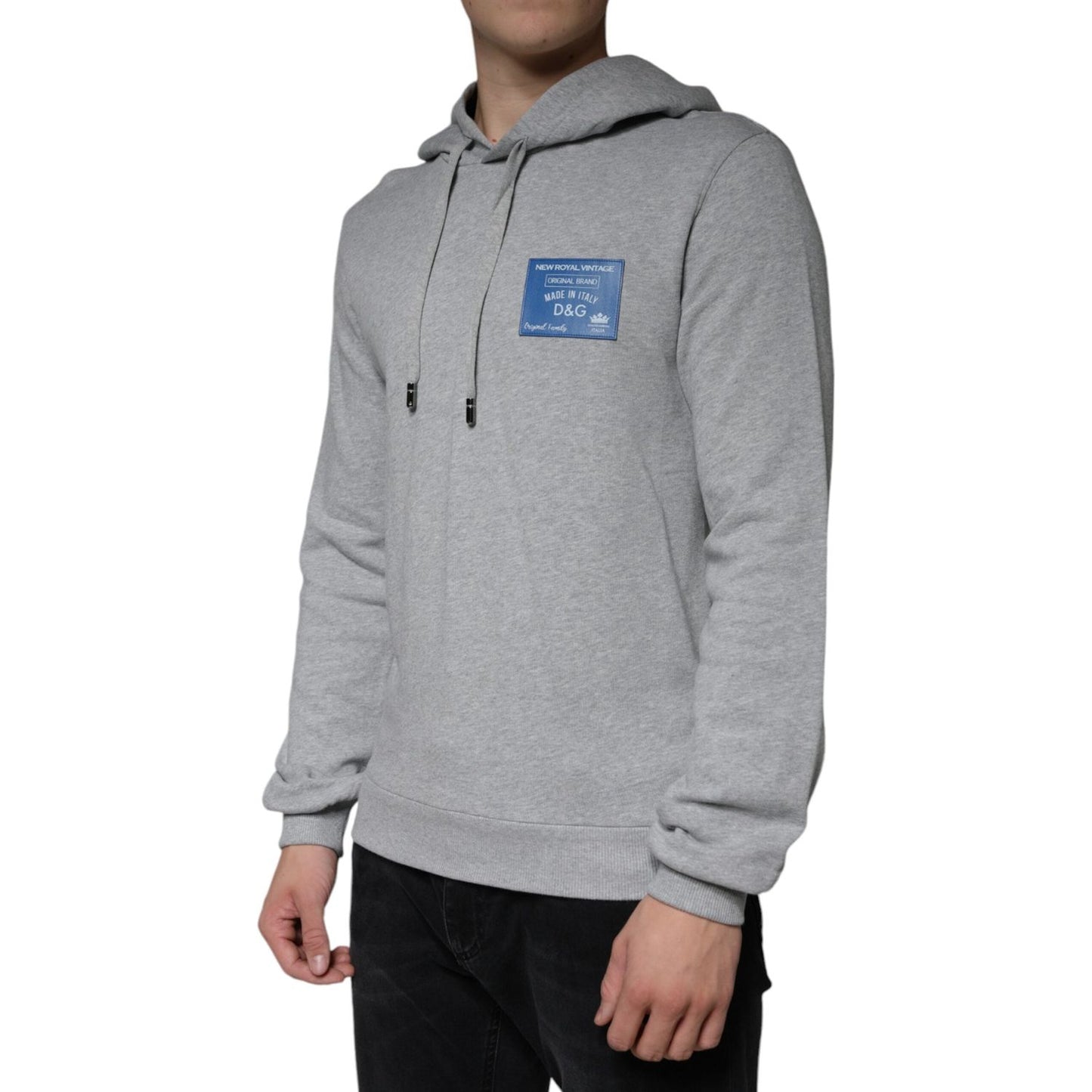 Dolce & Gabbana Gray Cotton Logo Hooded Sweatshirt Sweater TSH7912-44