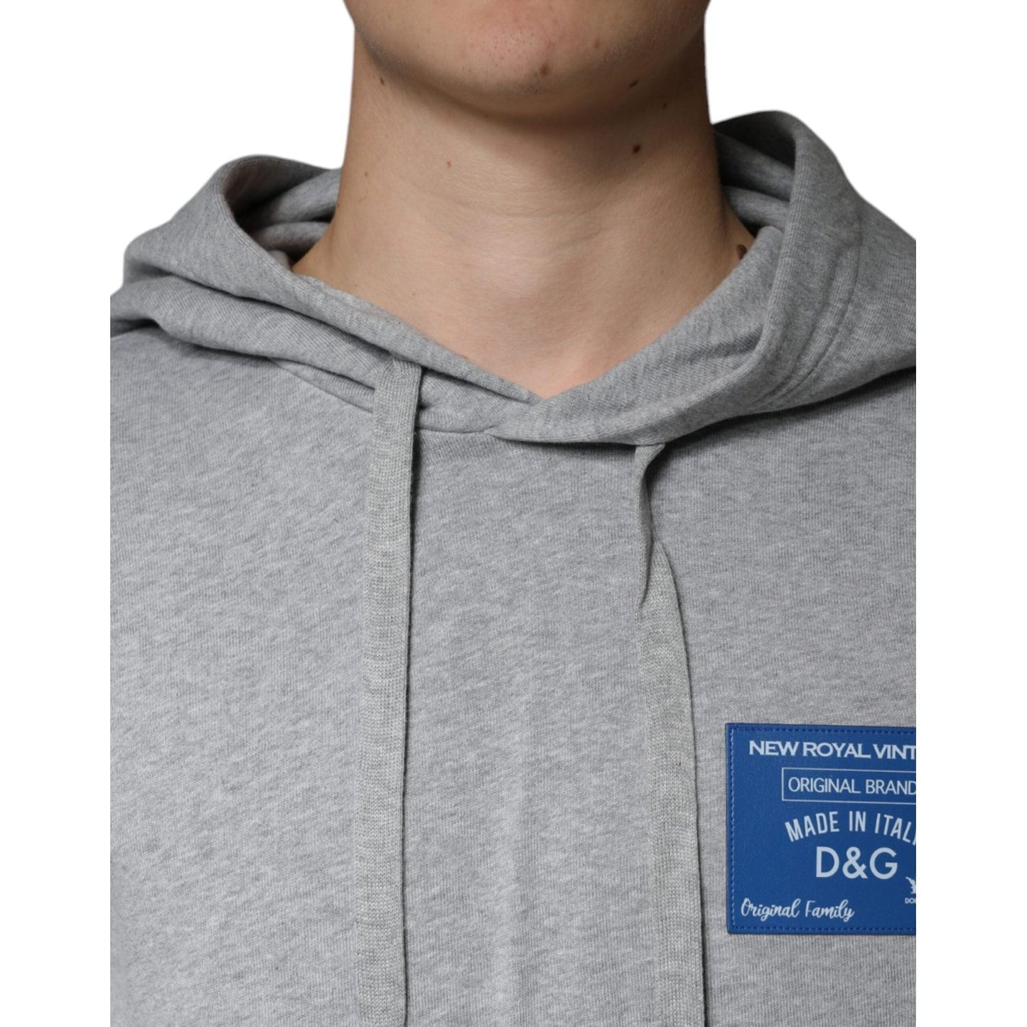 Dolce & Gabbana Gray Cotton Logo Hooded Sweatshirt Sweater TSH7912-44