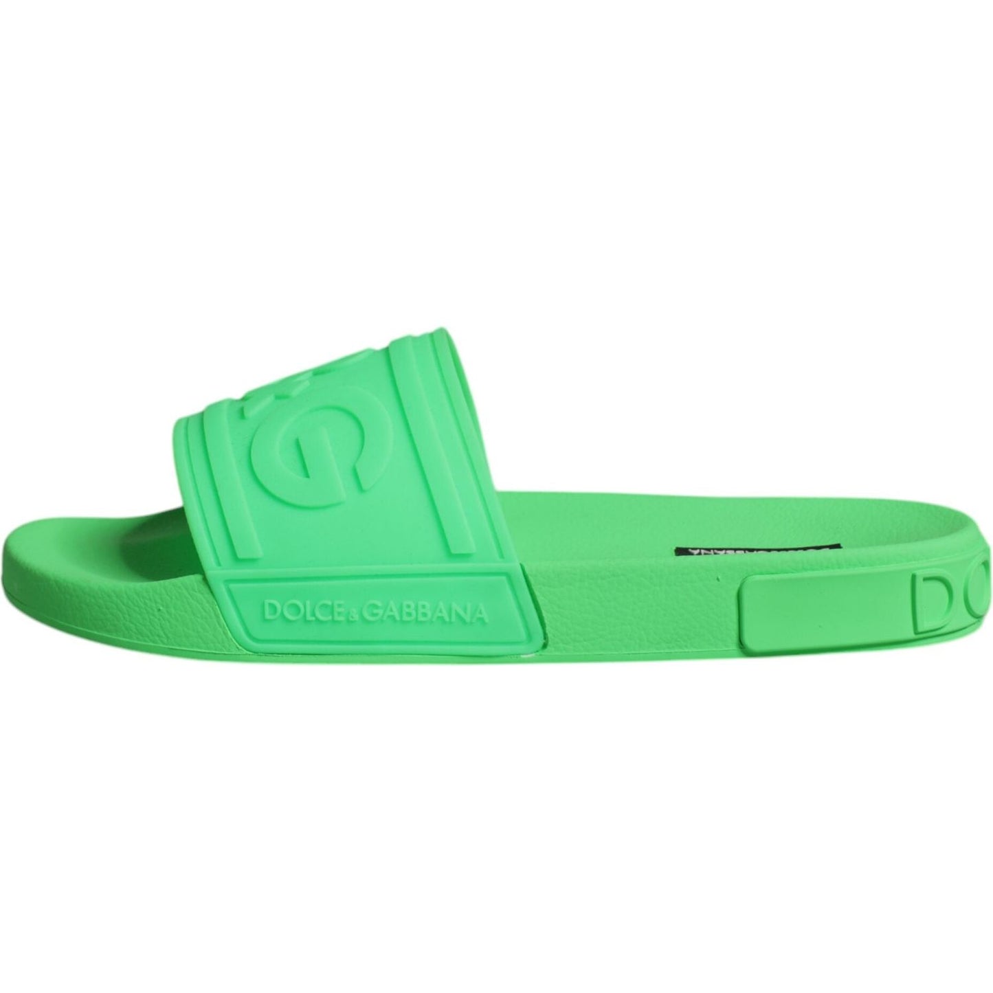 Dolce & Gabbana Green Leather Slides Sandals Beachwear Shoes MV6324-44