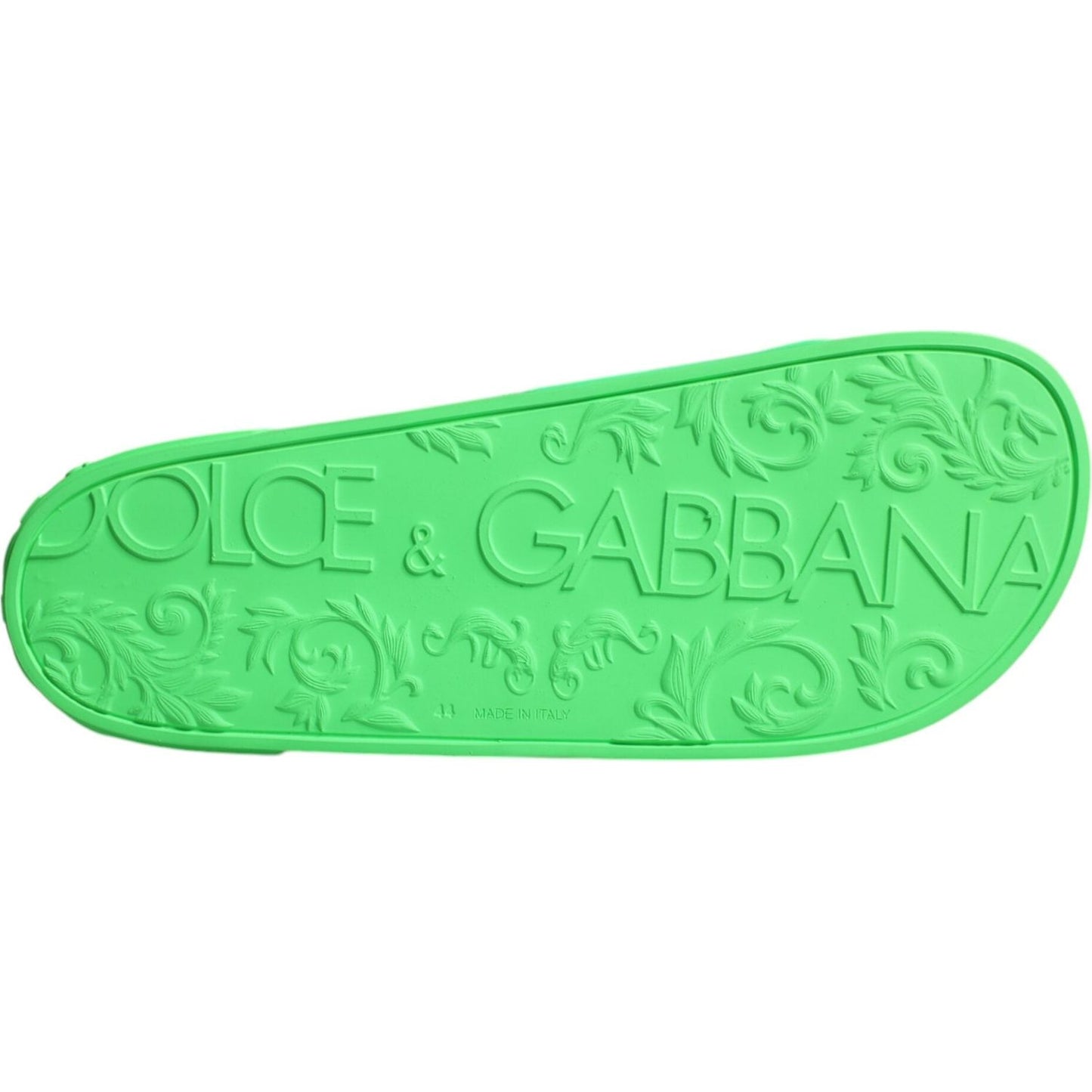 Dolce & Gabbana Green Leather Slides Sandals Beachwear Shoes MV6324-44