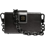 Dolce & Gabbana Metallic Gray DG BOX Leather Shoulder Chain Strap Bag BAG4076