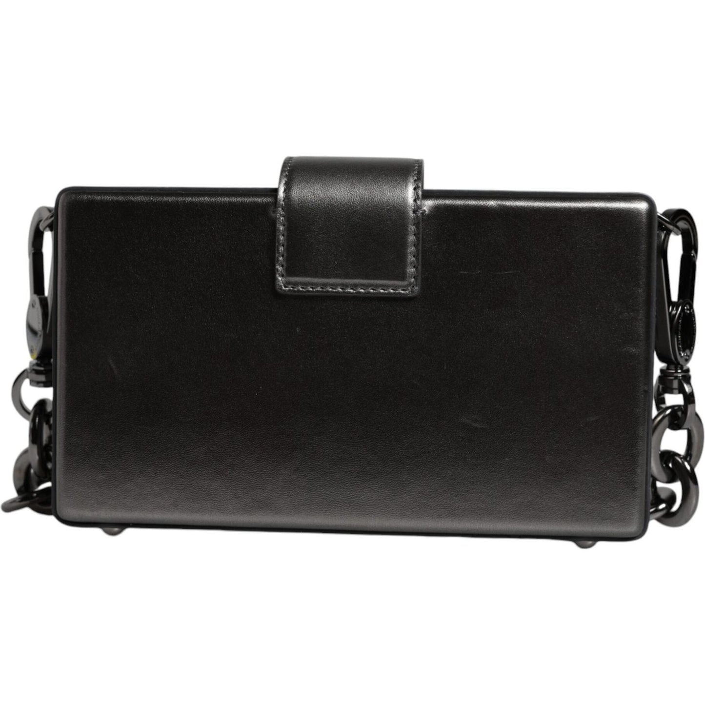 Dolce & Gabbana Metallic Gray DG BOX Leather Shoulder Chain Strap Bag BAG4076