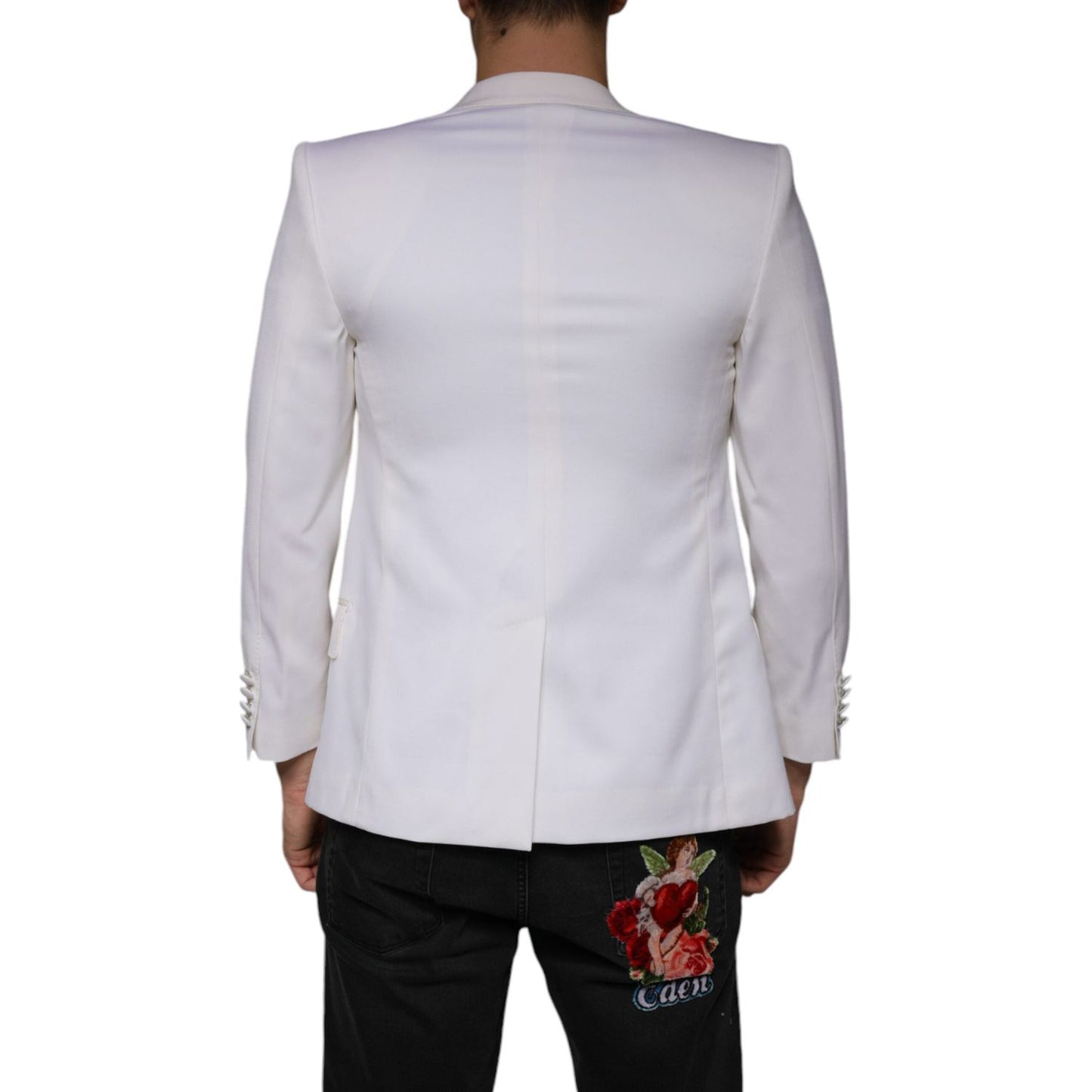 Dolce & Gabbana Off White Wool Single Breasted Dress Blazer JKT4082-46