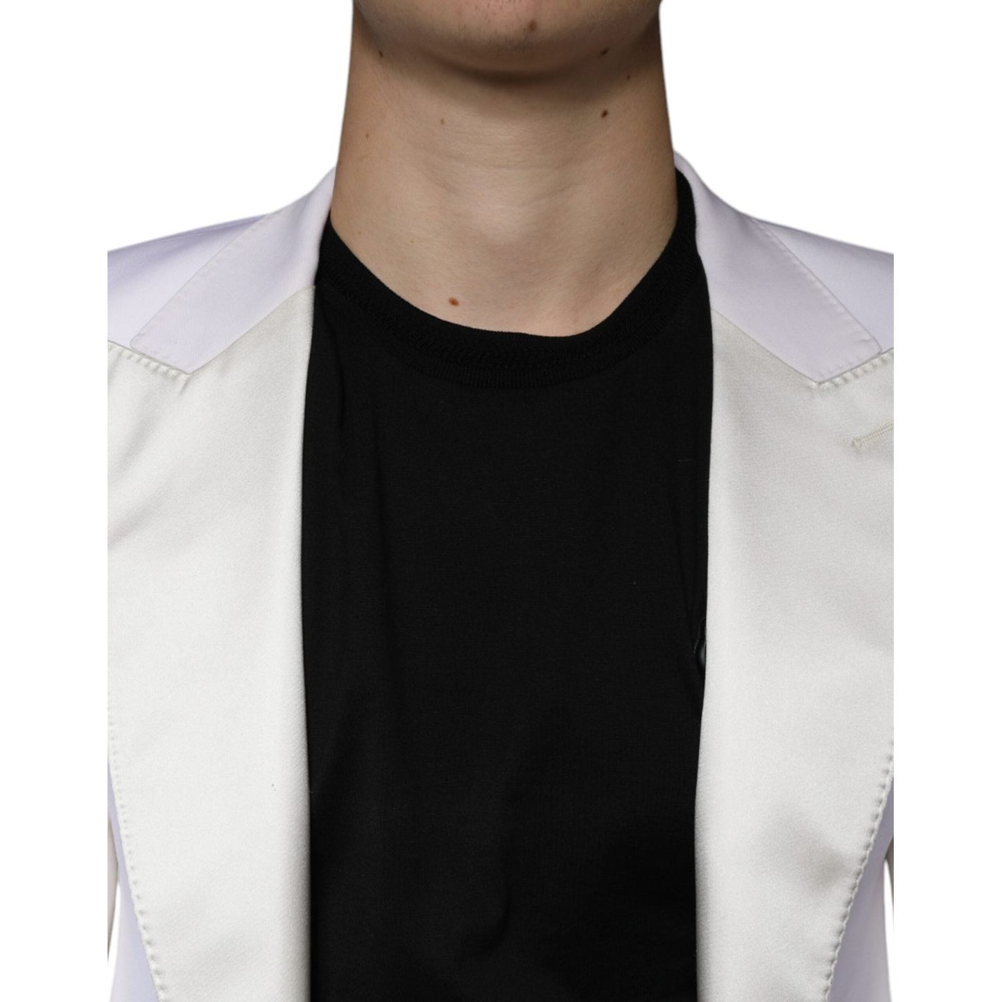 Dolce & Gabbana Off White Wool Single Breasted Dress Blazer JKT4082-46