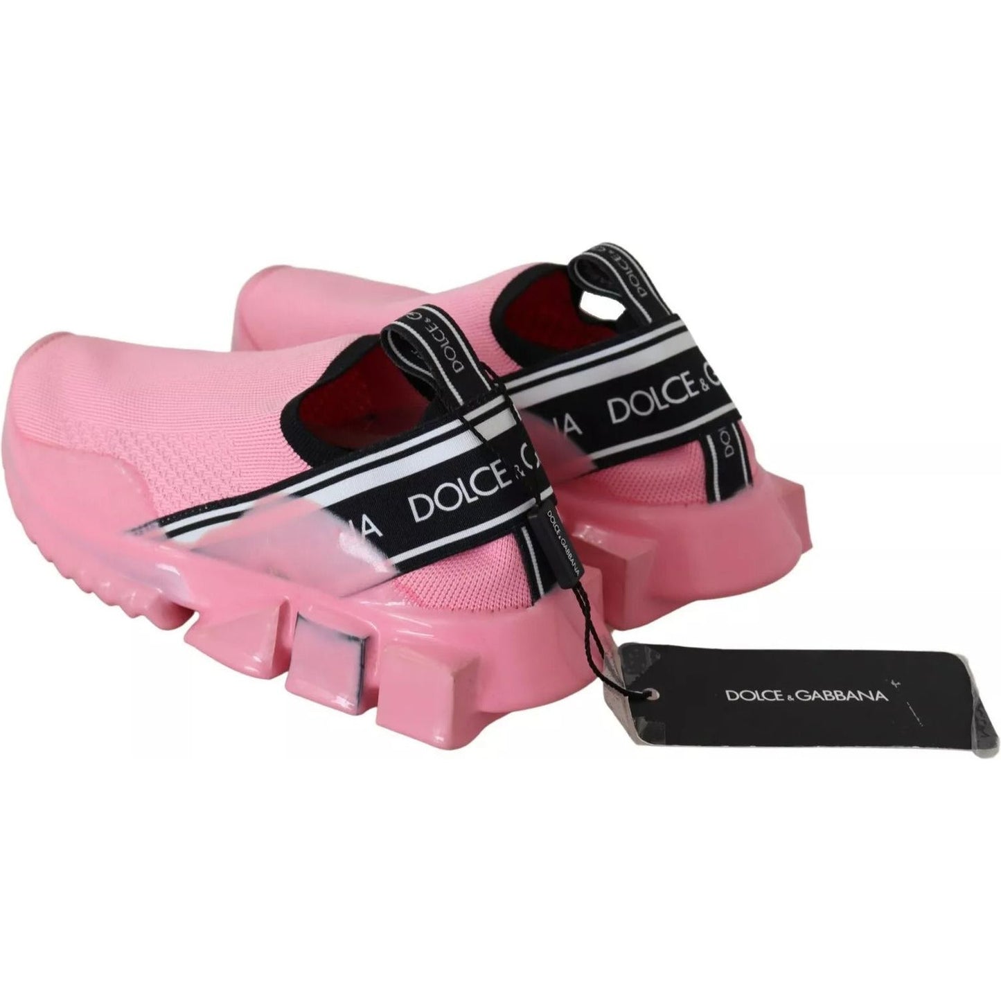 Dolce & Gabbana Pink Low Top Sorrento Sneakers Slip On Casual Shoes LA9289-37