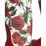 Dolce & Gabbana Red Floral Rubber Knee High Flat Boots Shoes LA11531-36