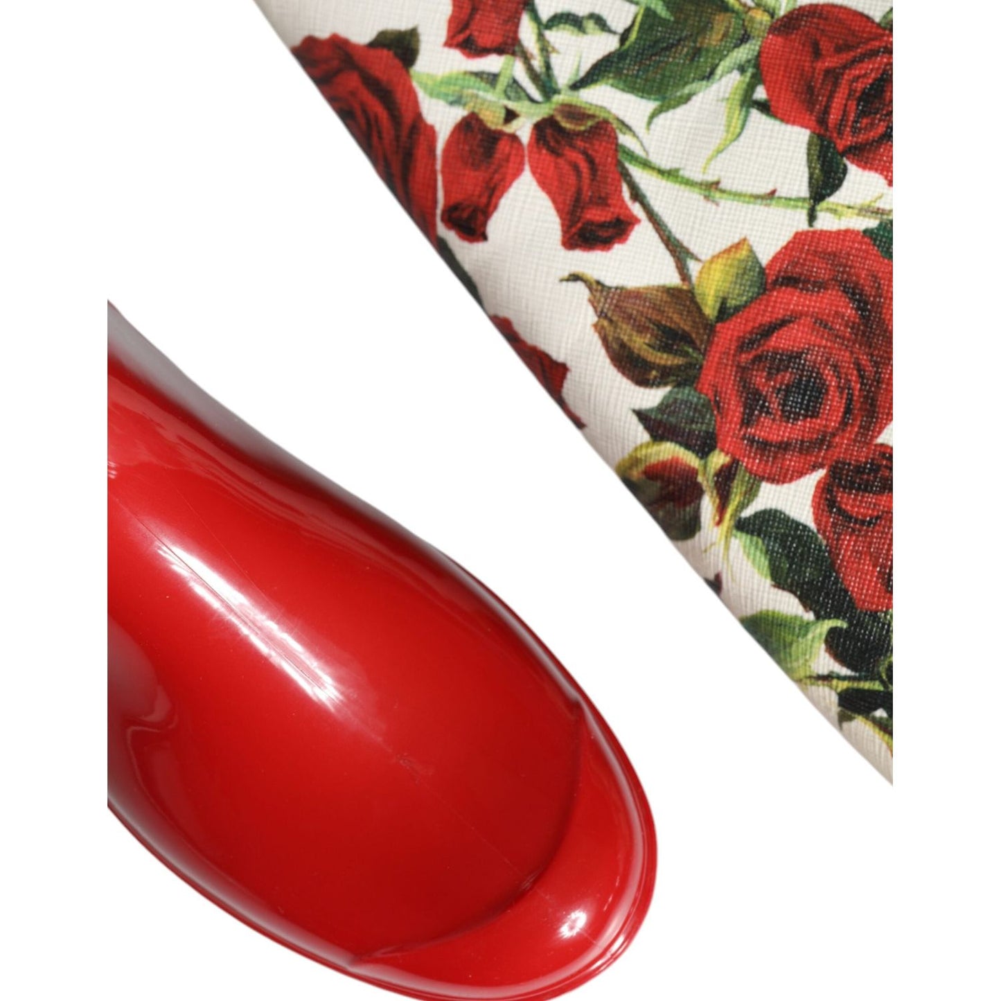 Dolce & Gabbana Red Floral Rubber Knee High Flat Boots Shoes LA11531-36