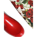 Dolce & Gabbana Red Floral Rubber Knee High Flat Boots Shoes LA11531-36