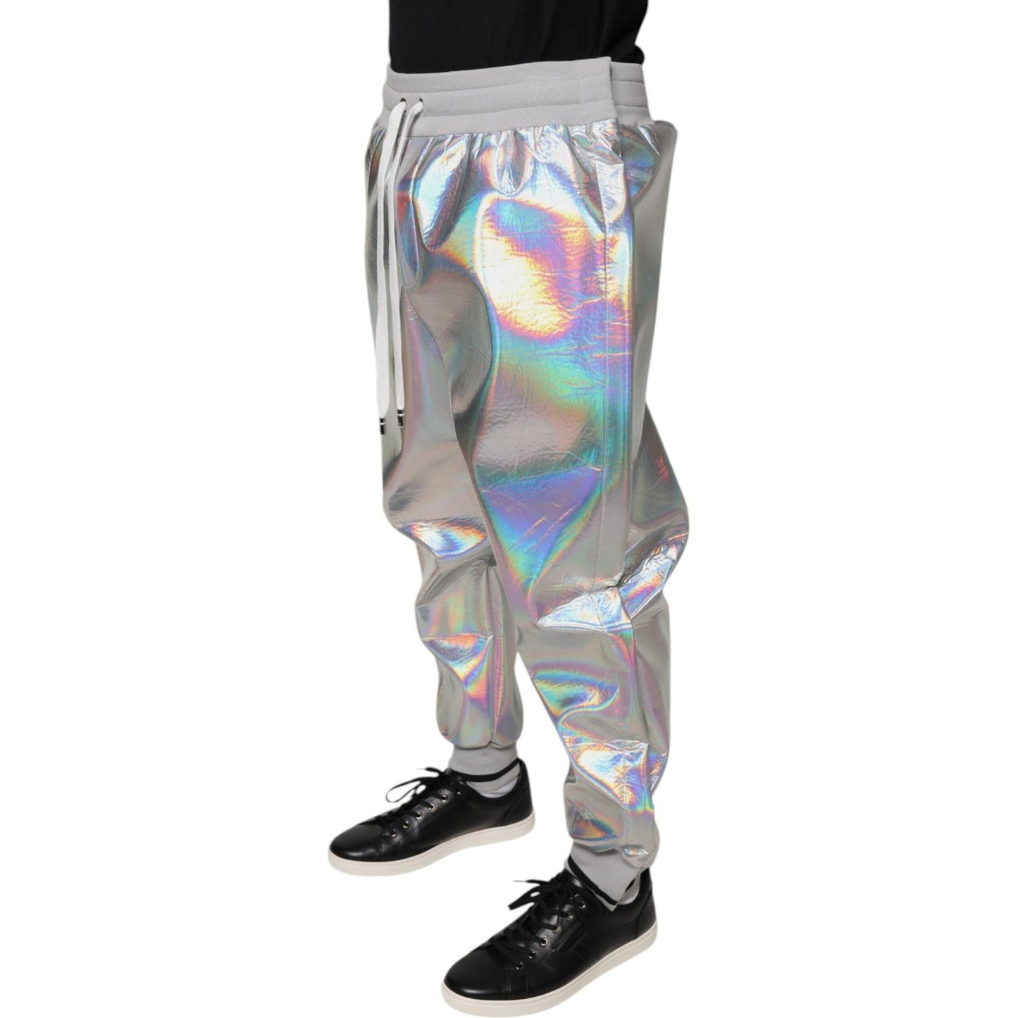 Dolce & Gabbana Silver Iridescent Men Jogger Sweatpants Pants PAN75555-50