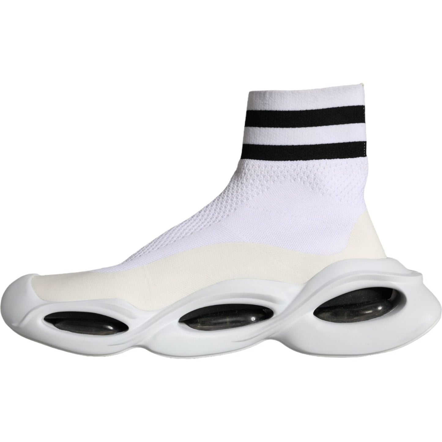 Dolce & Gabbana White Black Slip On Wave Socks Sneakers Shoes MV5834-44