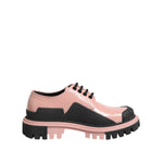 Dolce & Gabbana Light Powder Pink Black Leather Lace-Up Shoes LA12882-36.5