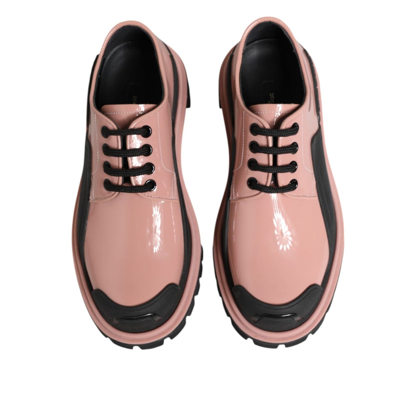 Dolce & Gabbana Light Powder Pink Black Leather Lace-Up Shoes LA12882-36.5