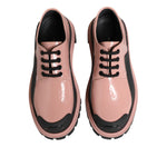 Dolce & Gabbana Light Powder Pink Black Leather Lace-Up Shoes LA12882-36.5