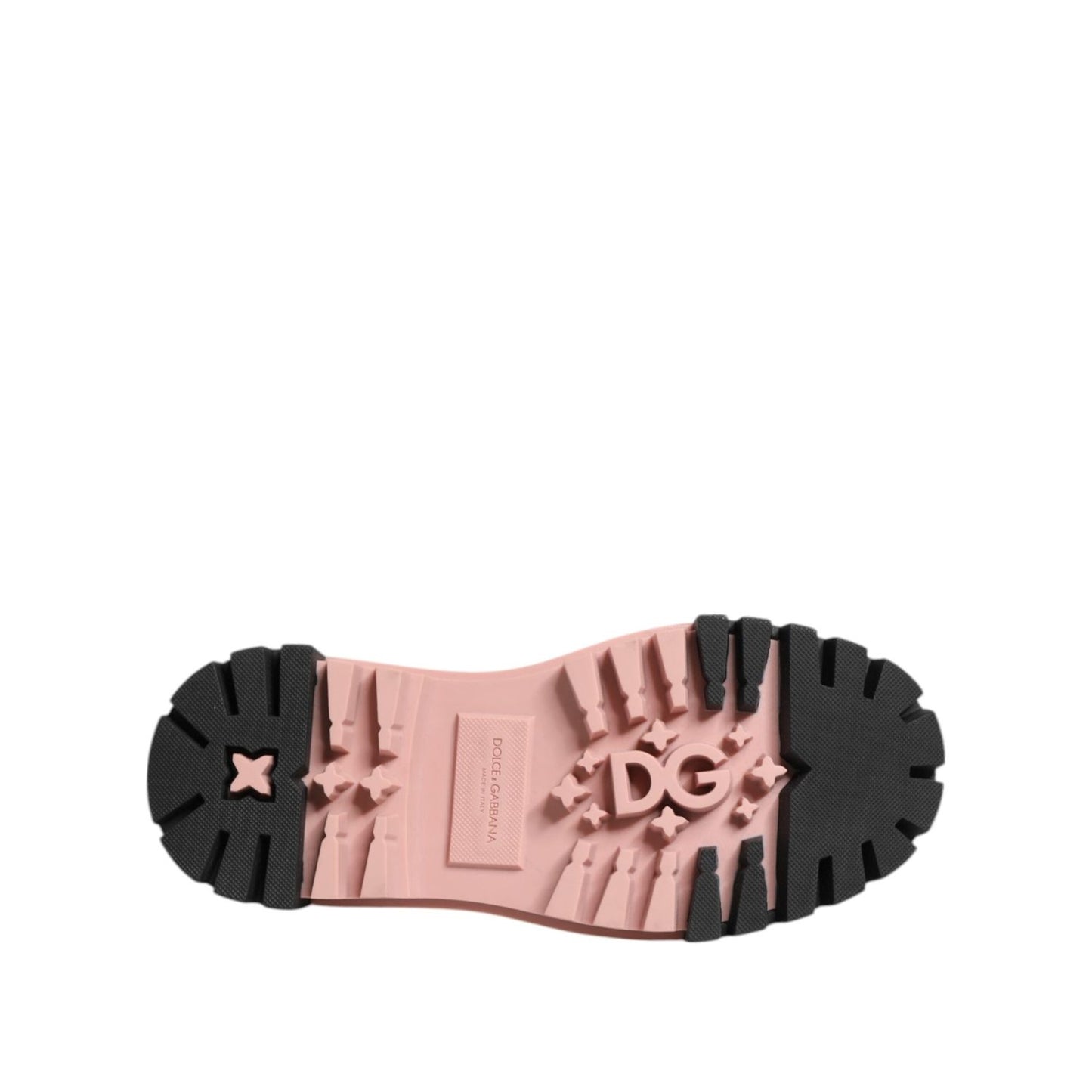 Dolce & Gabbana Light Powder Pink Black Leather Lace-Up Shoes LA12882-36.5