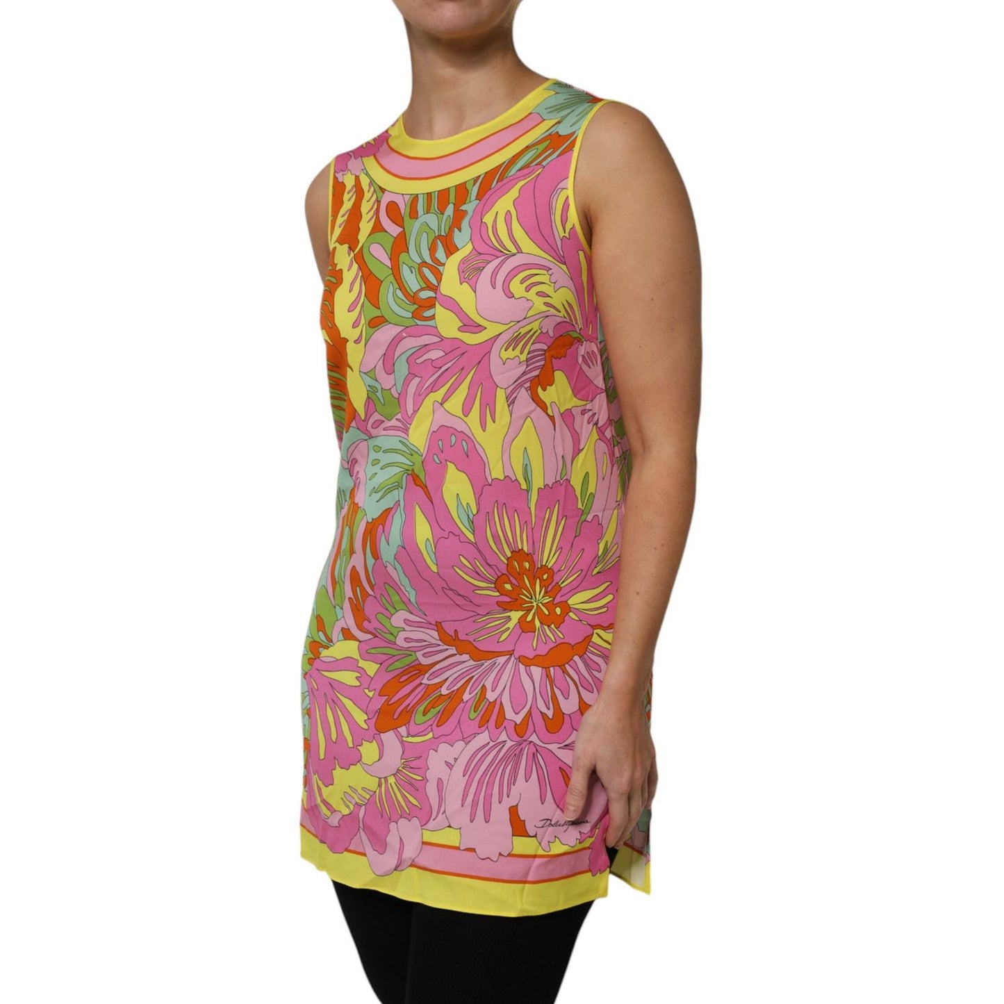 Dolce & Gabbana Multicolor Floral Roundneck Sleeveless Top TSH87593#2-48