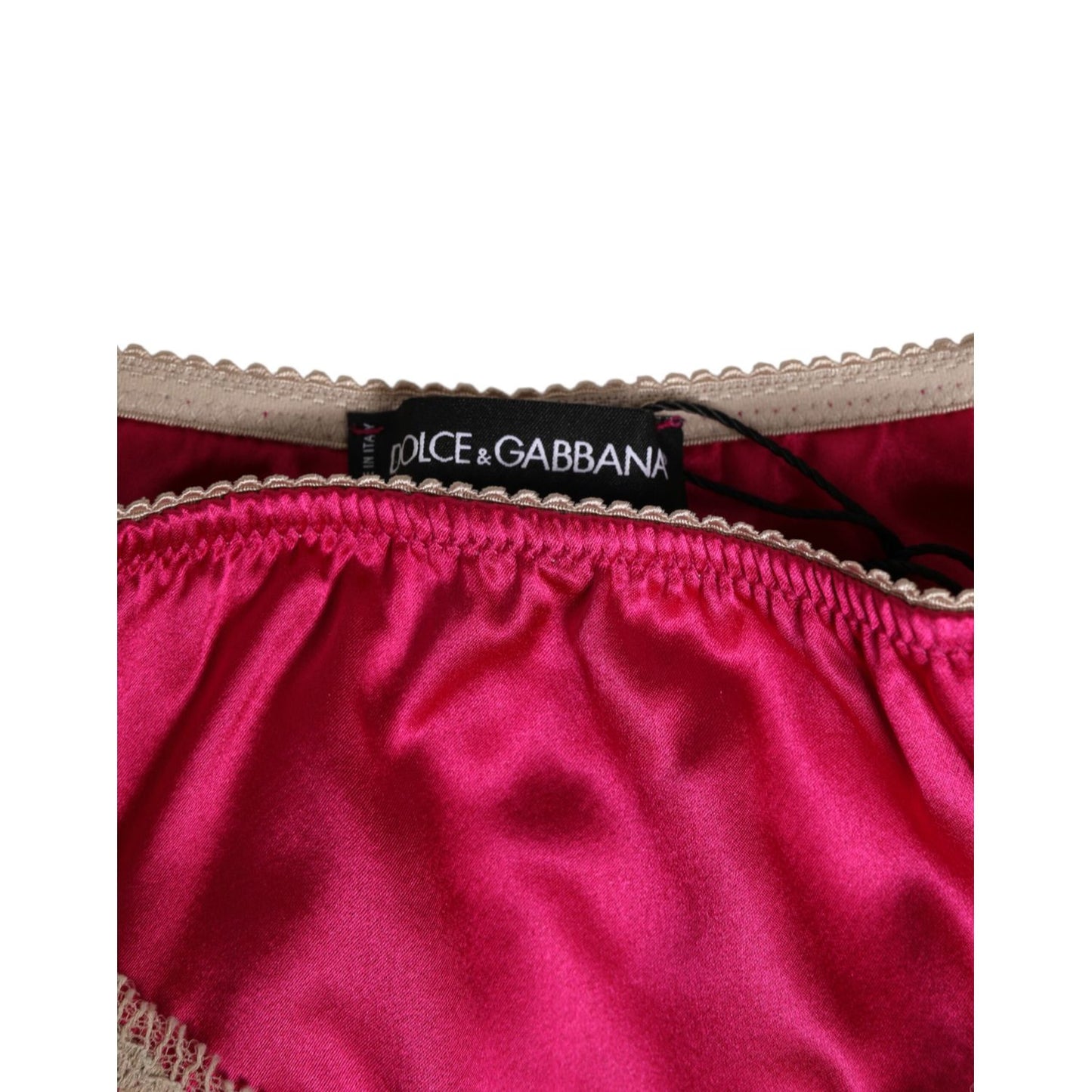 Dolce & Gabbana Pink Silk Satin Lace Trim New Slip Underwear