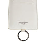 Dolce & Gabbana White Calf Leather Lanyard Logo Card Holder Men Wallet SMY11035