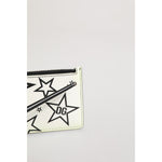 Dolce & Gabbana White Leather Douphin DG Logo Star Print Card Holder Wallet SMY11032