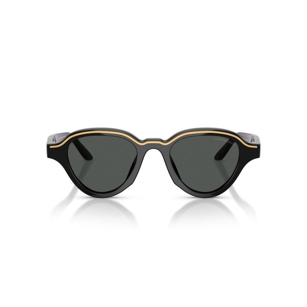 EMPORIO ARMANI MOD. EA 4264U acetate sunglasses for men with stylish design, front view showing black frame and green lenses.