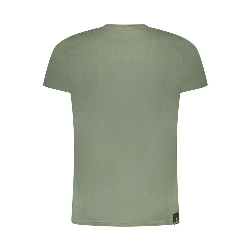Back view of Esercito 1659 Green Cotton T-Shirt, short sleeve, crew neck, aviation style with logo print.