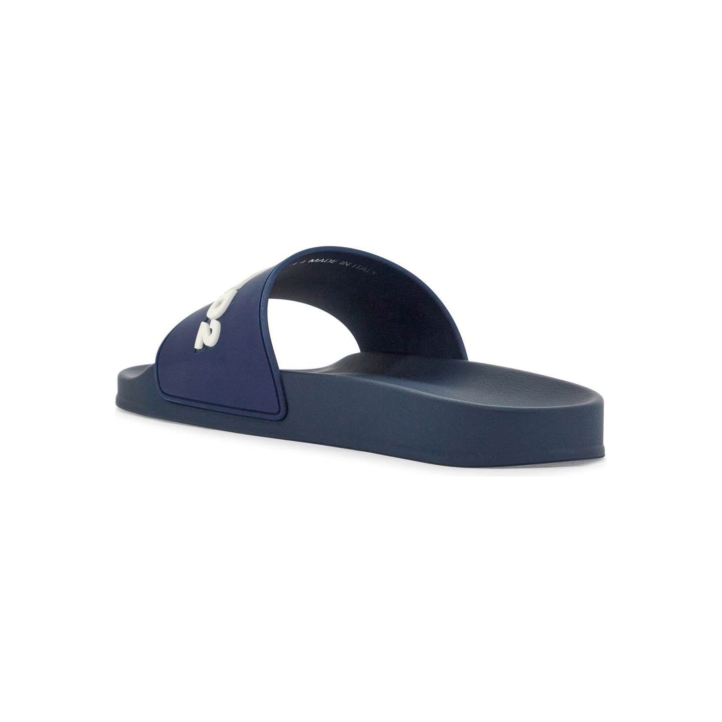 Dsquared2 navy blue polyurethane slippers with minimalist design and leather sole