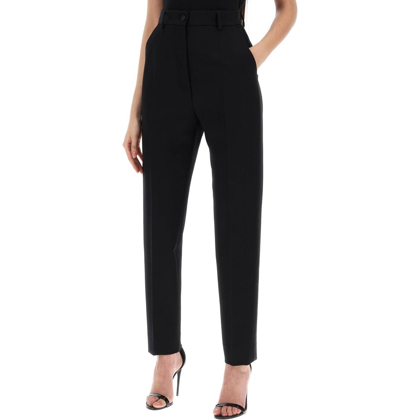Dolce & Gabbana wool gabardine cigarette pants. Trousers Dolce & Gabbana Black