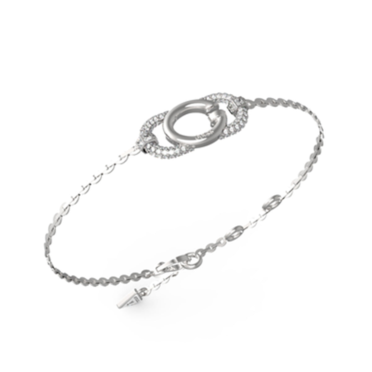 Delicate silver bracelet, GUESS JEWELS JEWELRY Mod. JUBB04510JWRHS, featuring elegant circular design and sparkling accents.
