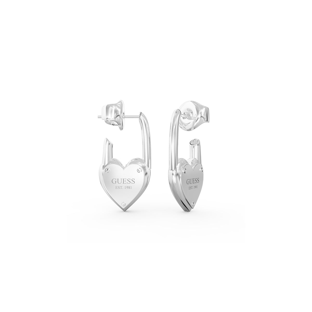 GUESS JEWELS JEWELRY Mod. JUBE04214JWRHT-U silver heart-shaped earrings