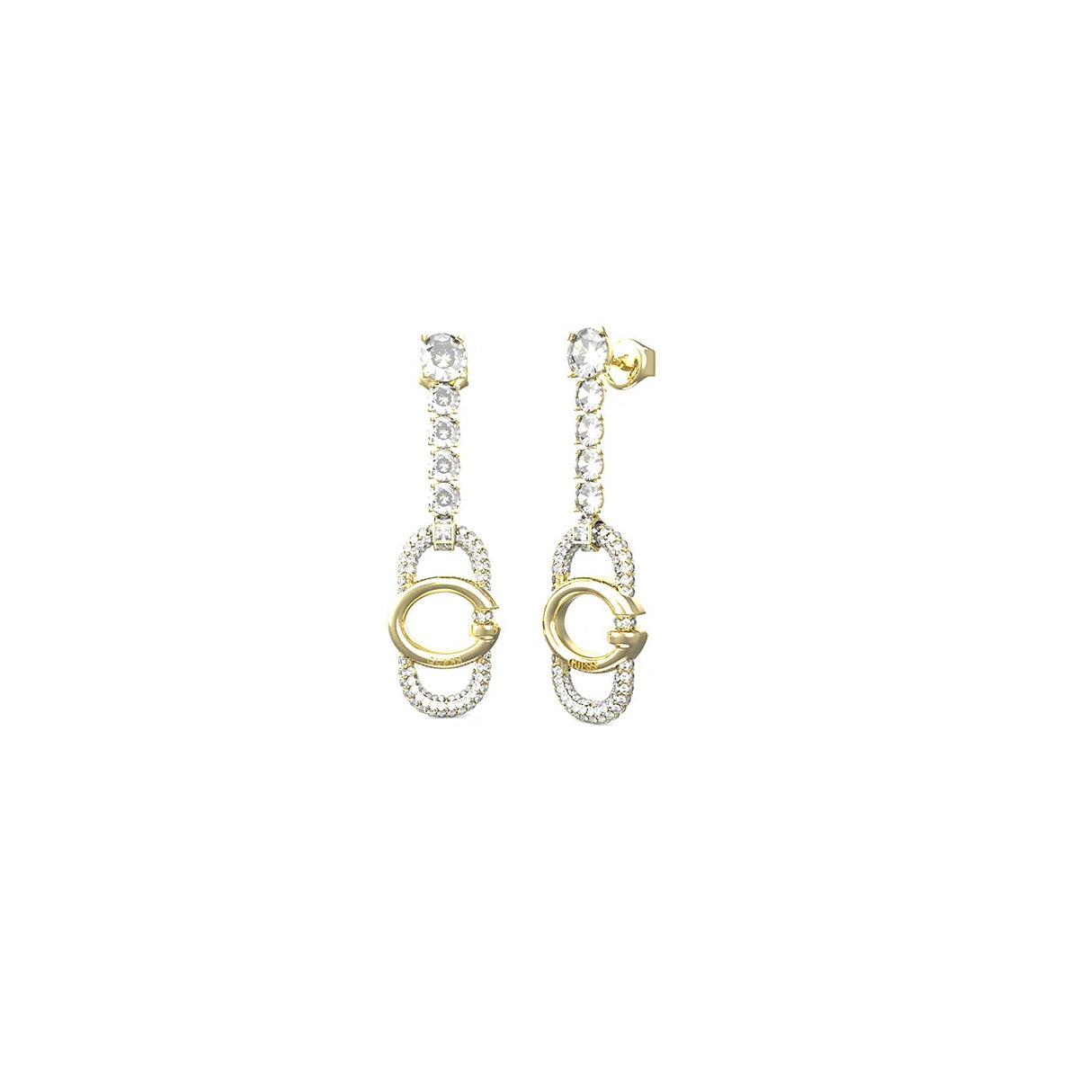 GUESS JEWELS JEWELRY Mod. JUBE04507JWYGT-U dangling earrings with gold and crystal design