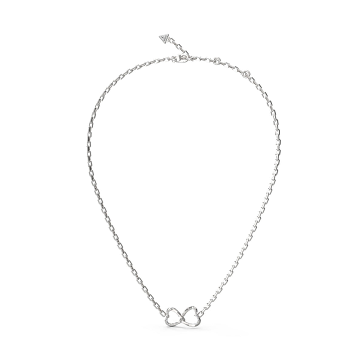 GUESS JEWELS JEWELRY Mod. JUBN04616JWRHT-U silver necklace with infinity heart design.