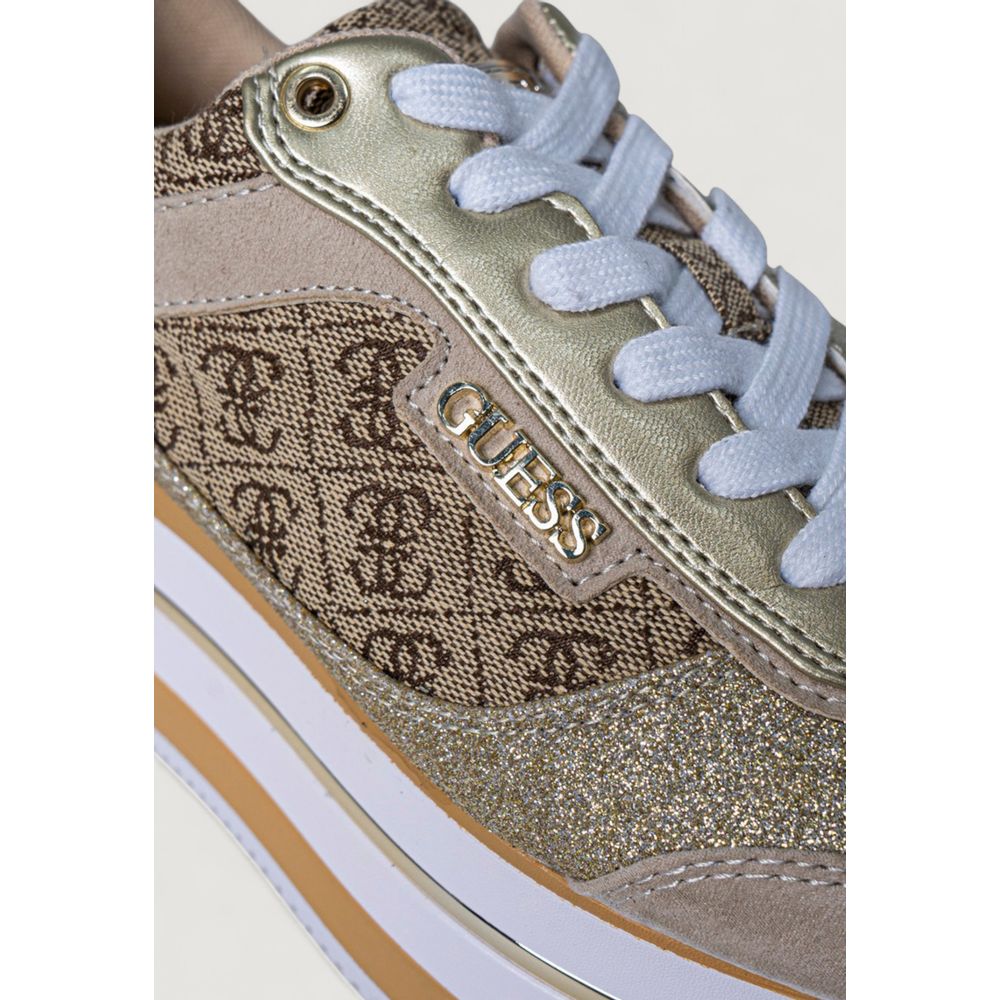 Guess Beige Polyester Platform Sneakers Guess