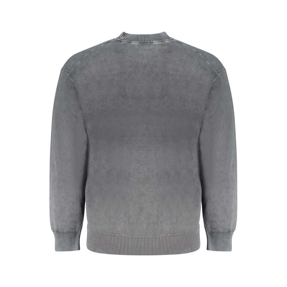 Hugo Boss Black Cotton Sweater - Long-Sleeved Crew Neck with Logo Made from Regenerative Cotton - Back View
