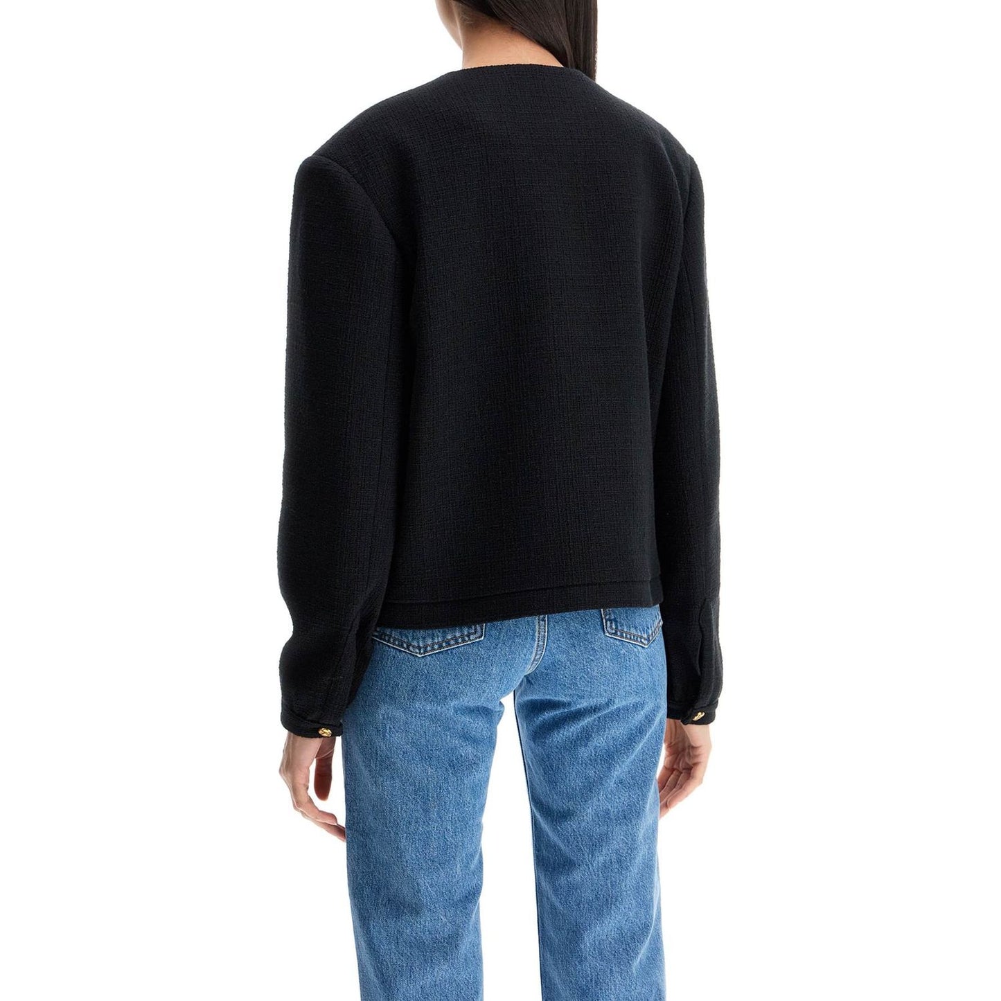 Blaze Milano cropped black cotton bolero with golden buttons Jackets Blaze Milano Black