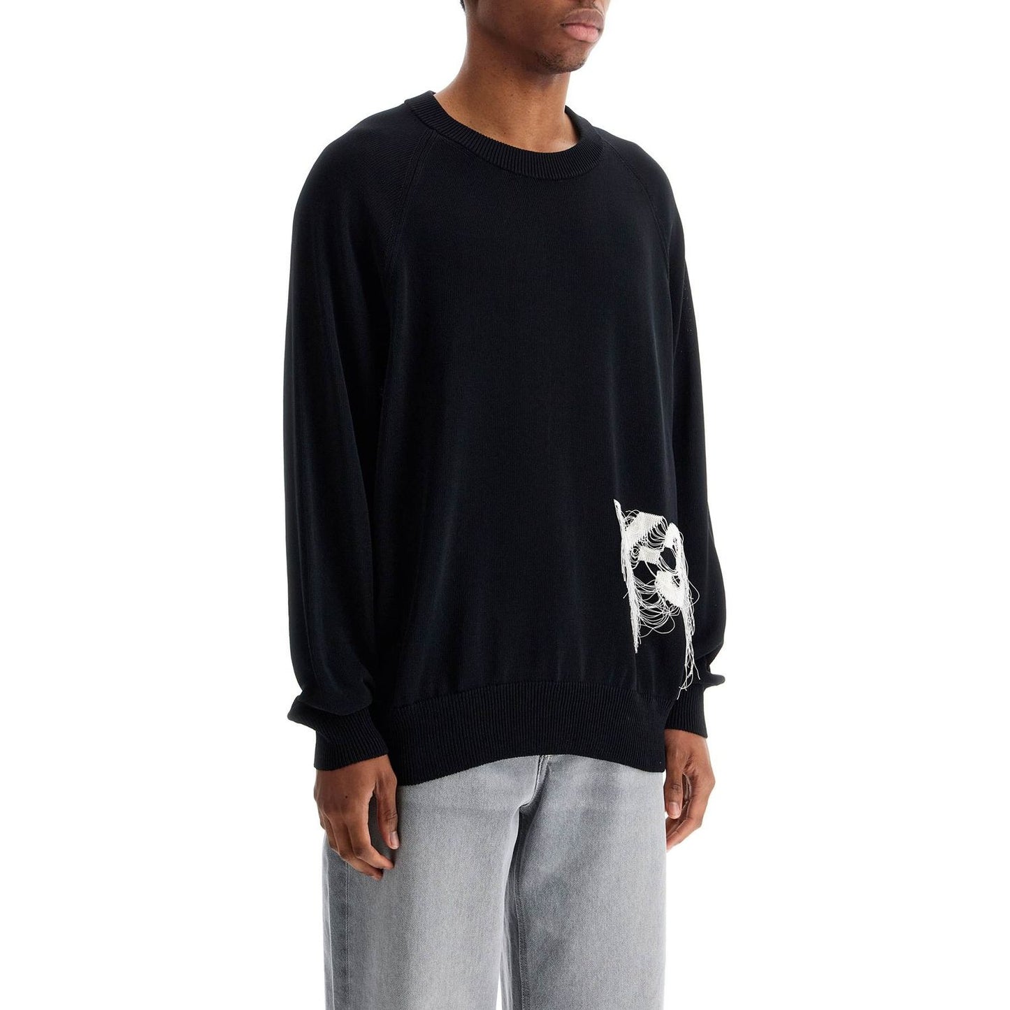 Y-3 black recycled polyester sweater with embroidered logo Knitwear Y-3 Dark Gray